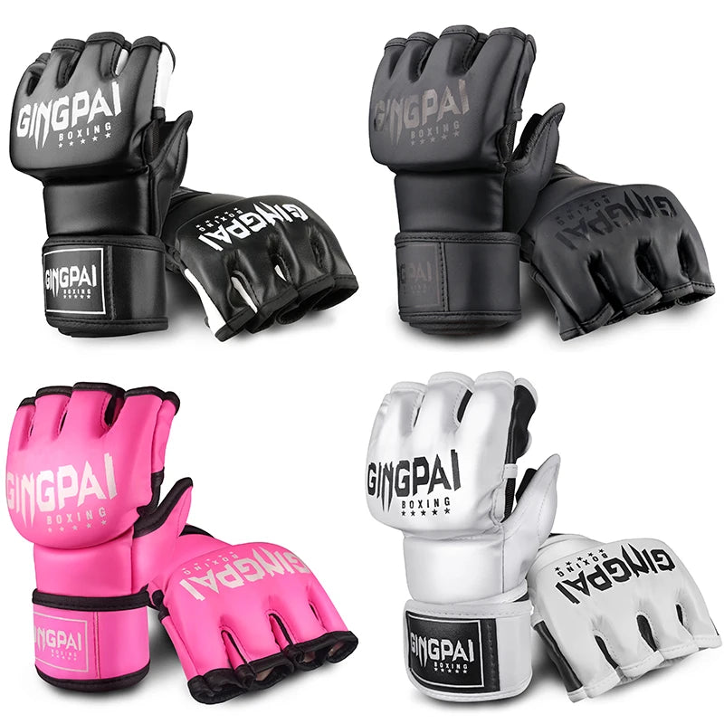 Half Mitts MMA Gloves for Men Women,Fingerless Punching Heavy Bag with More Paddding Gloves for Kickboxing Sparring Muay Thai