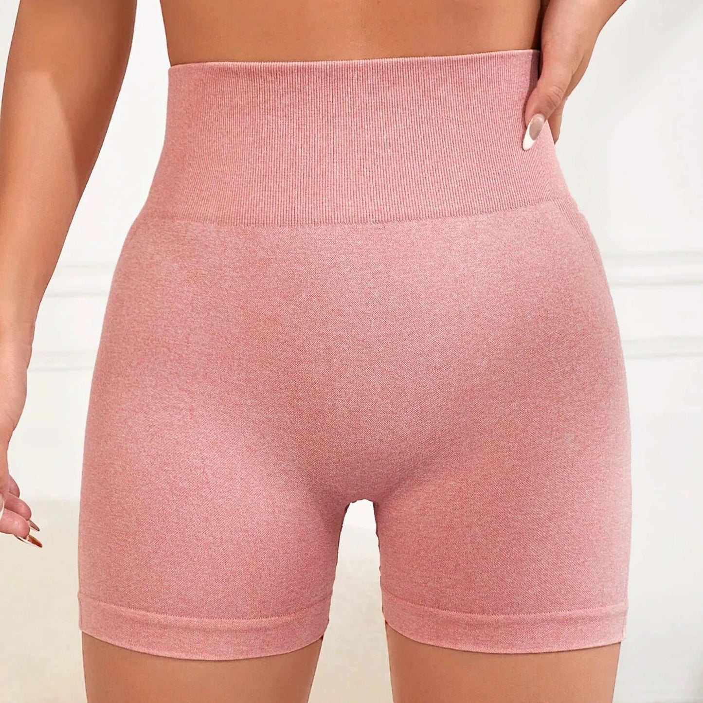 Impact Shorts Women Fitness Sports Biker 4.5" Low Ribbed Band Gym Shorts Workout Scrunch Butt Yoga Seamless Leggings