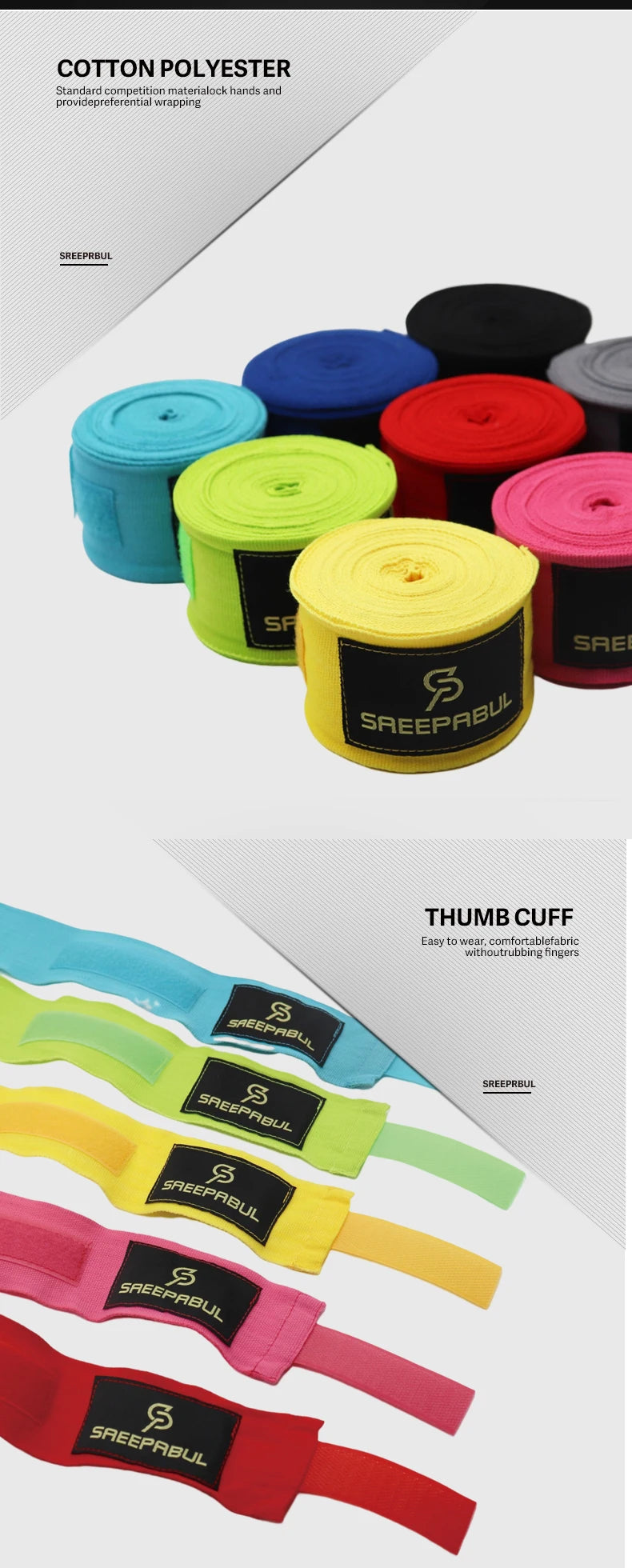 Free Shipping 3M/5M Poly&Cotton Boxing Handwraps Bandage Training Gloves Kickboxing Muay Thai MMA Hand Wraps Sports Strap