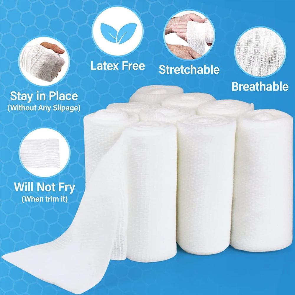 10 Roll Gauze Rolls Tape - Gauze Wrap - First Aid Supplies - Flexible,Breathable Gauze Bandage -Bandage Wrap for Wound Dressing