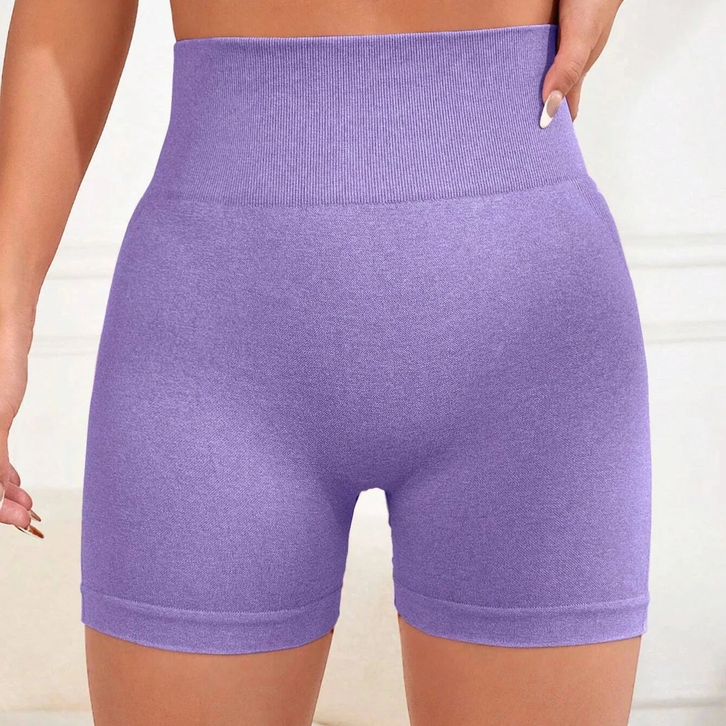 Impact Shorts Women Fitness Sports Biker 4.5" Low Ribbed Band Gym Shorts Workout Scrunch Butt Yoga Seamless Leggings