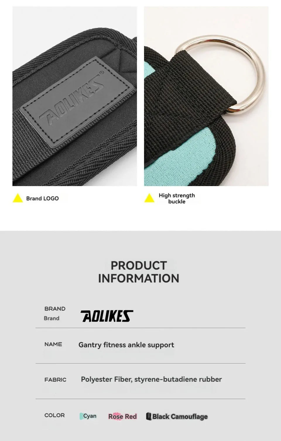 AOLIKES Adjustable Padded Ankle Wrist Cuffs Padded Straps D-Ring Glute Kickback for Cable Machine, Ideal for Glutes Exercises