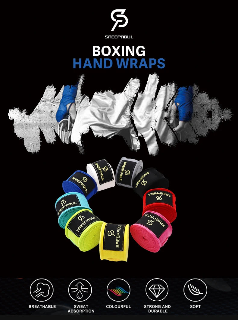 Free Shipping 3M/5M Poly&Cotton Boxing Handwraps Bandage Training Gloves Kickboxing Muay Thai MMA Hand Wraps Sports Strap