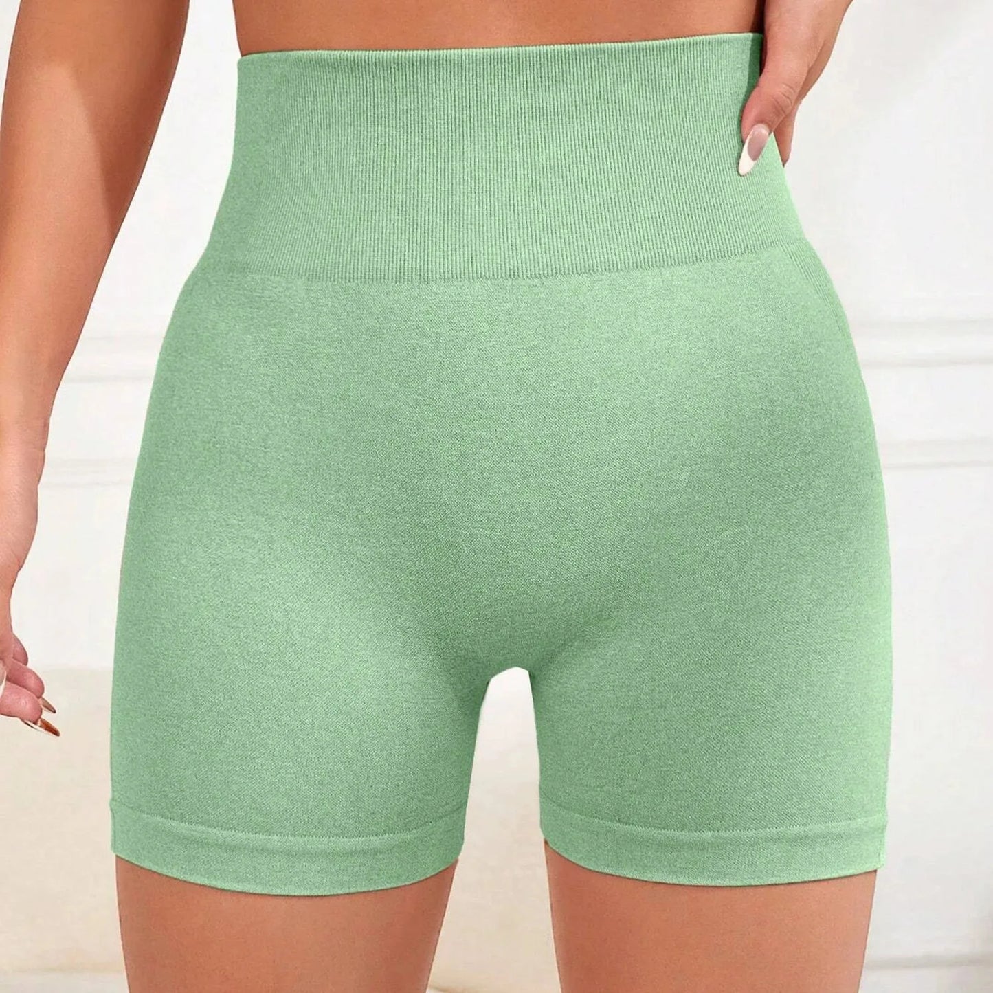 Impact Shorts Women Fitness Sports Biker 4.5" Low Ribbed Band Gym Shorts Workout Scrunch Butt Yoga Seamless Leggings
