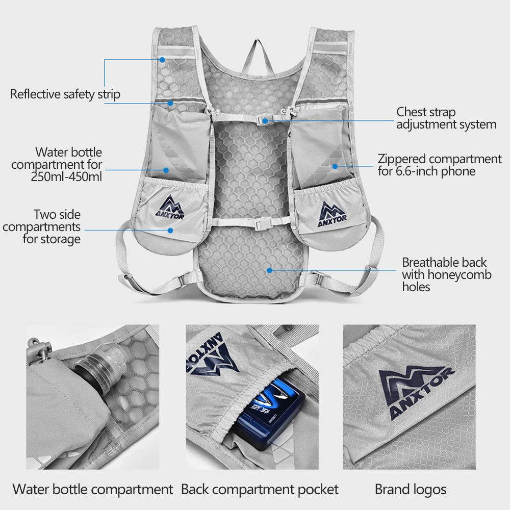 NEW Trail Running-ultra-light 5L Backpack, Running Hydration Vest, Marathon Can be used with 1.5L 500ML water bag.
