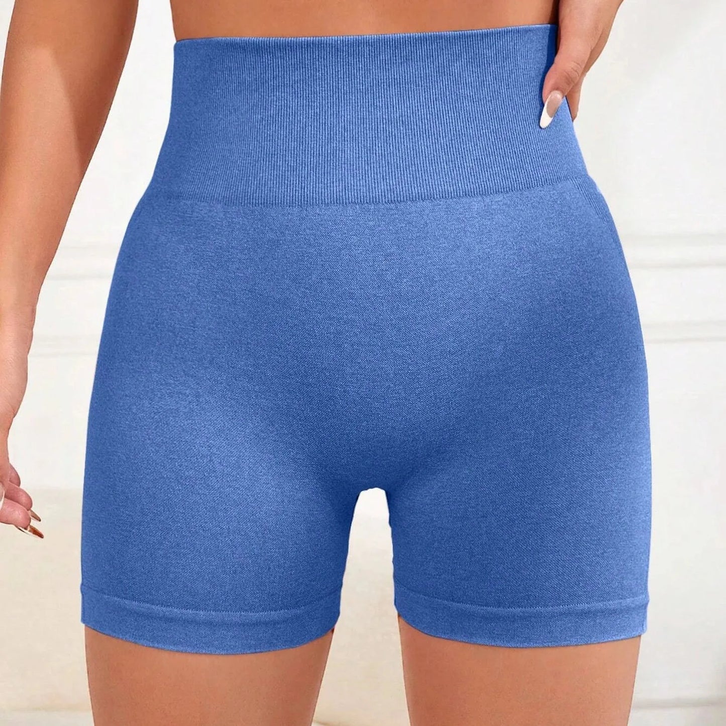 Impact Shorts Women Fitness Sports Biker 4.5" Low Ribbed Band Gym Shorts Workout Scrunch Butt Yoga Seamless Leggings