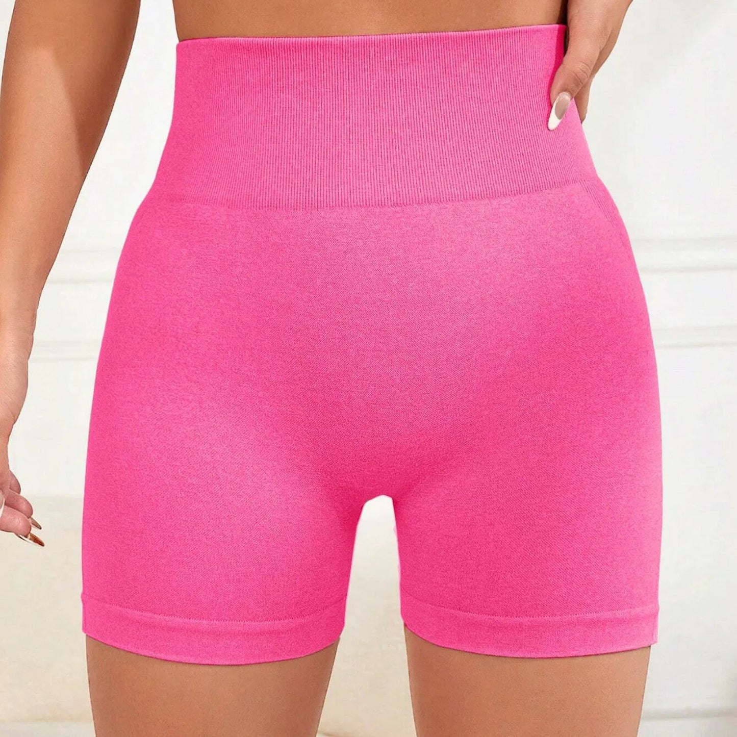 Impact Shorts Women Fitness Sports Biker 4.5" Low Ribbed Band Gym Shorts Workout Scrunch Butt Yoga Seamless Leggings