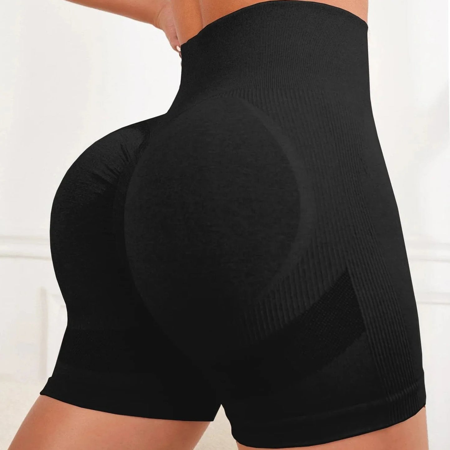 Impact Shorts Women Fitness Sports Biker 4.5" Low Ribbed Band Gym Shorts Workout Scrunch Butt Yoga Seamless Leggings