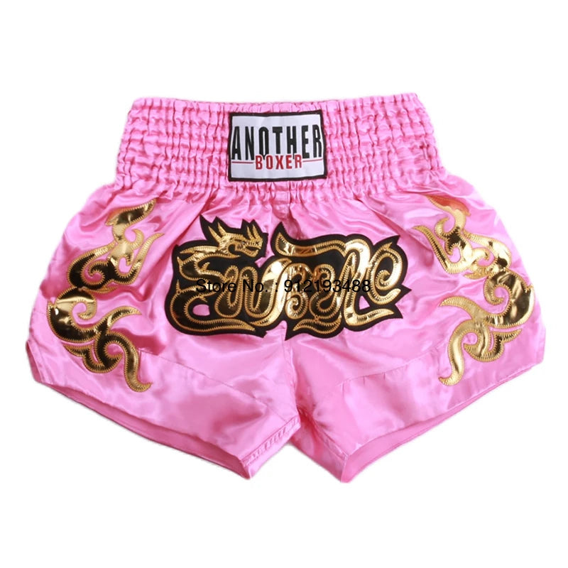 Muay Thai Shorts 2024 New Boxing Shorts Women Men Child Embroidery Kickboxing Training Pants Sanda Martial Arts Fight Equipment