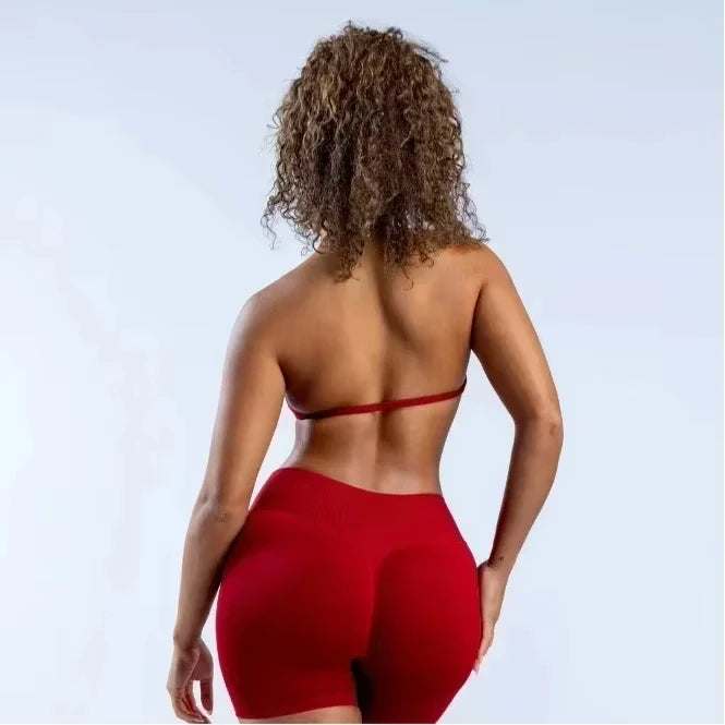 DLOGO With Logo Impact Strappy Bra Top Women High Support Impact Thin Strap Halter Sport Seamless Bras Scrunch Workout Yoga Tank