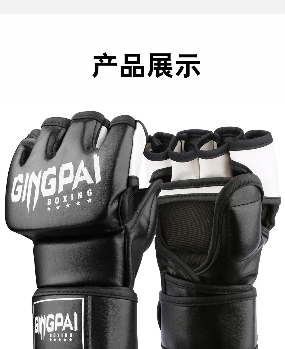 Half Mitts MMA Gloves for Men Women,Fingerless Punching Heavy Bag with More Paddding Gloves for Kickboxing Sparring Muay Thai