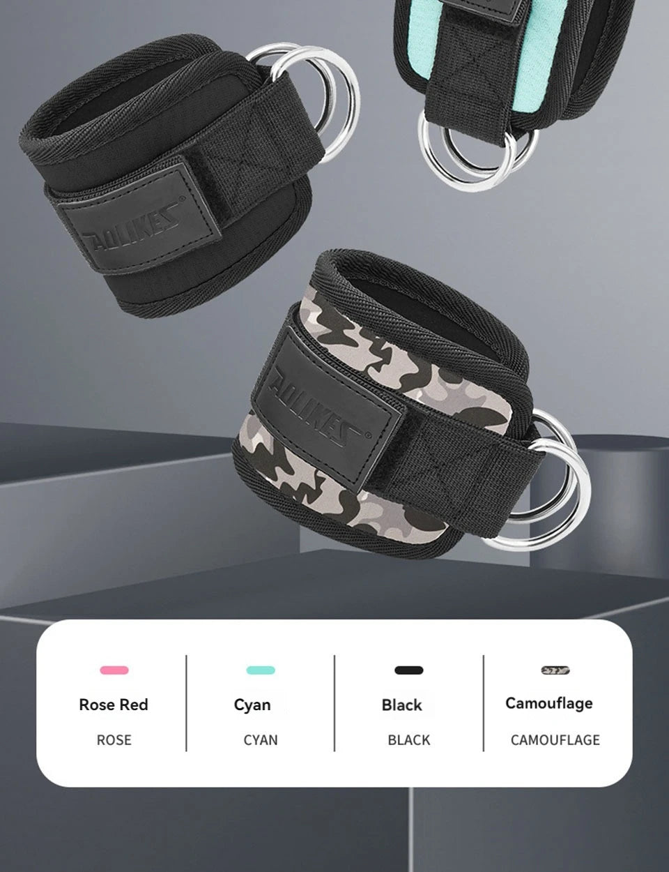 AOLIKES Adjustable Padded Ankle Wrist Cuffs Padded Straps D-Ring Glute Kickback for Cable Machine, Ideal for Glutes Exercises