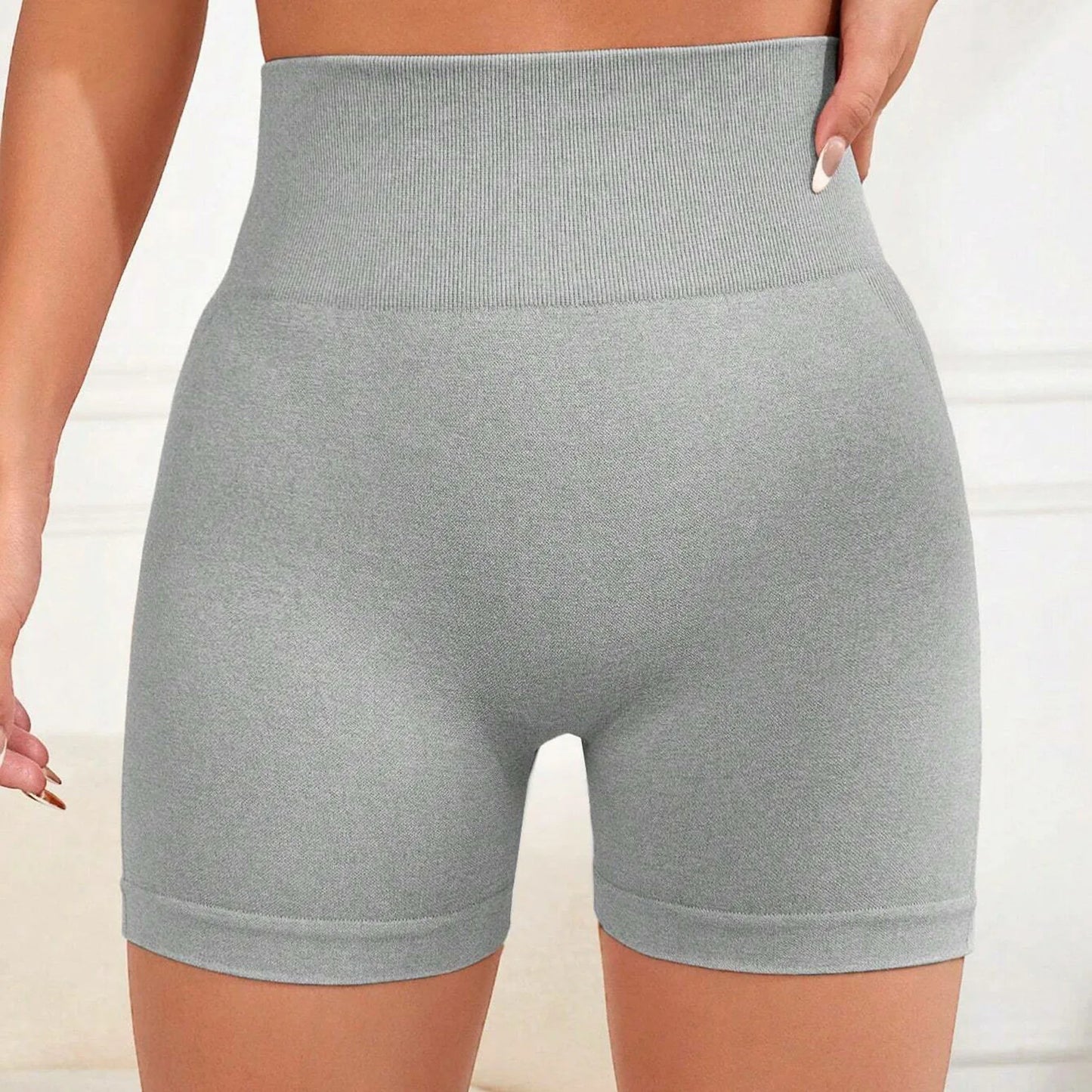 Impact Shorts Women Fitness Sports Biker 4.5" Low Ribbed Band Gym Shorts Workout Scrunch Butt Yoga Seamless Leggings