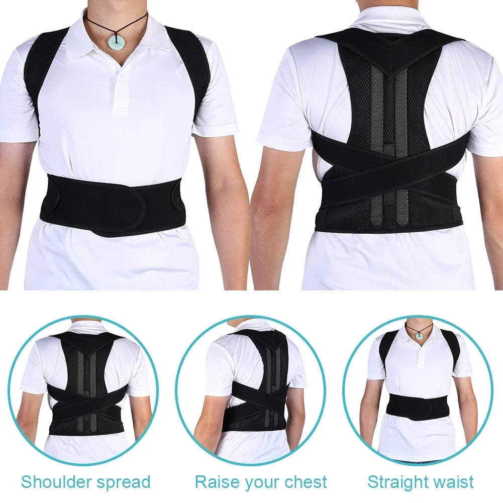 Reinforced Belt Lumbar Column Posture Corrector Vest Adjustable Back Support Strap Shoulder Spine Brace Neck Stretcher Trainer