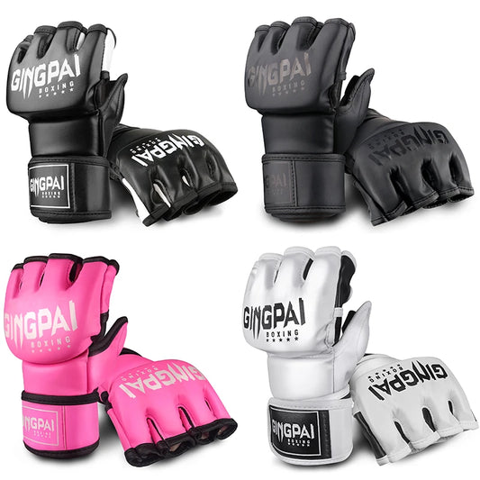 Half Mitts MMA Gloves for Men Women,Fingerless Punching Heavy Bag with More Paddding Gloves for Kickboxing Sparring Muay Thai
