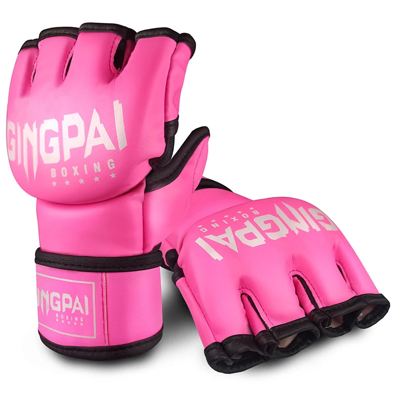 Half Mitts MMA Gloves for Men Women,Fingerless Punching Heavy Bag with More Paddding Gloves for Kickboxing Sparring Muay Thai
