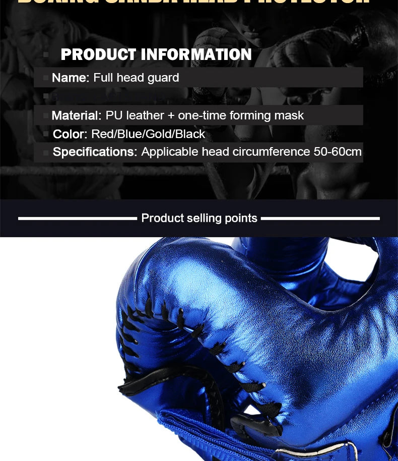 Boxing Helmet Sanda Training Head Protector Guard Boxing Muay Headgear Thai Helmet Kickboxing Head Gear Protective GYM Equipment