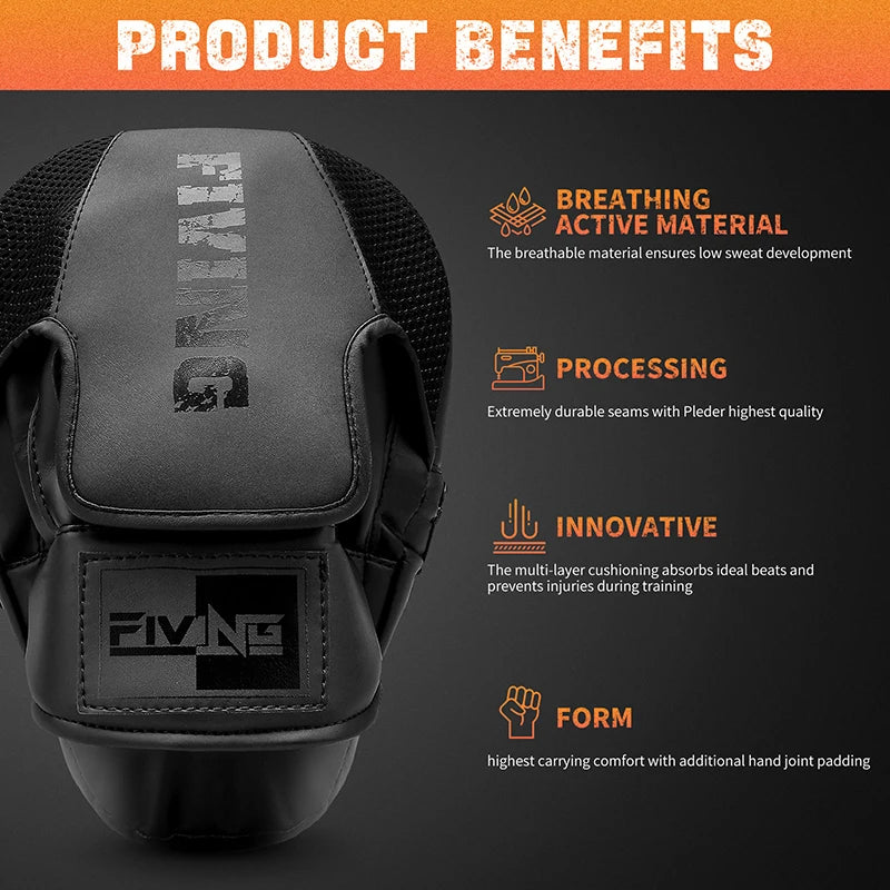 Boxing Pads for Men, Women,& Kids, Leather Focus Mitts for Martial Arts, Boxing Training,Curved Punch Mitts for Karate