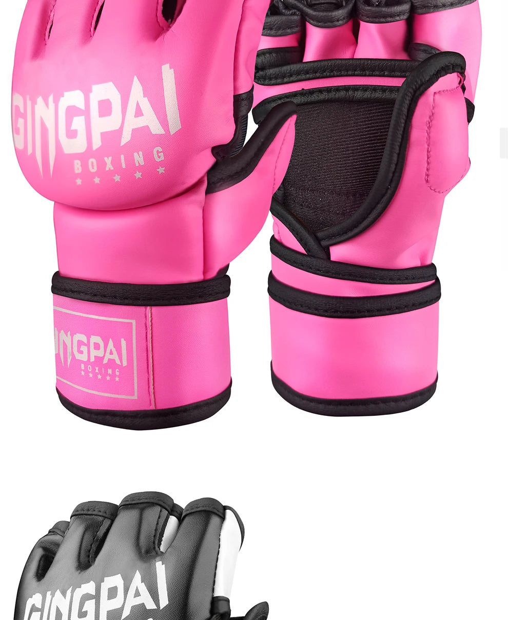 Half Mitts MMA Gloves for Men Women,Fingerless Punching Heavy Bag with More Paddding Gloves for Kickboxing Sparring Muay Thai
