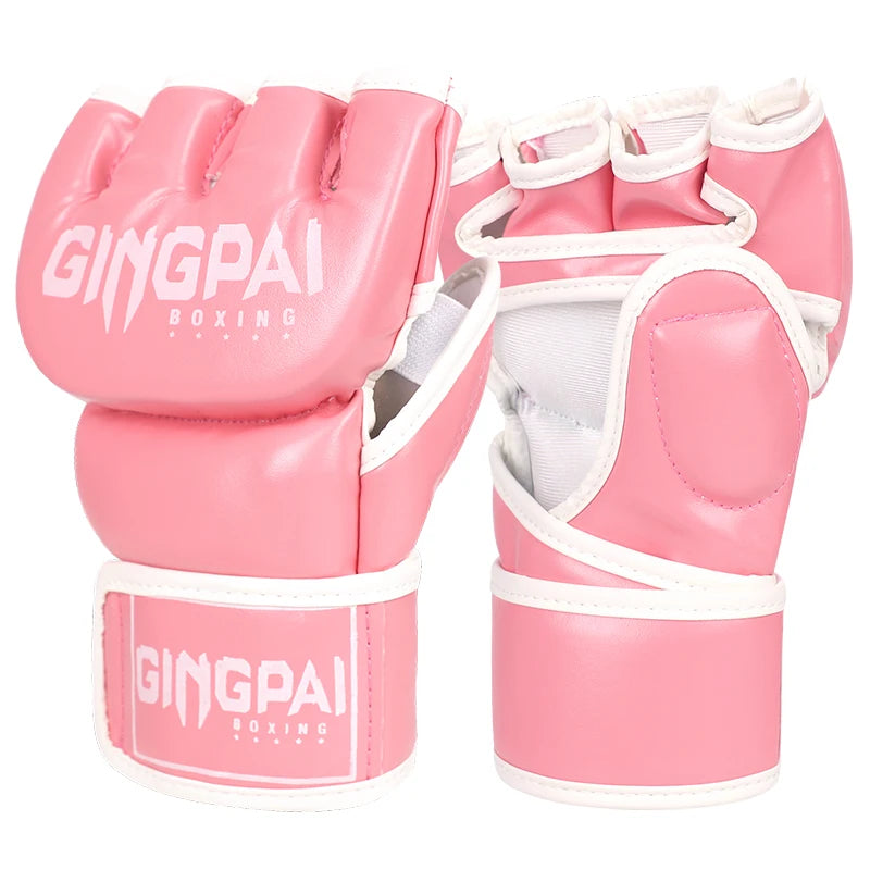 Half Mitts MMA Gloves for Men Women,Fingerless Punching Heavy Bag with More Paddding Gloves for Kickboxing Sparring Muay Thai