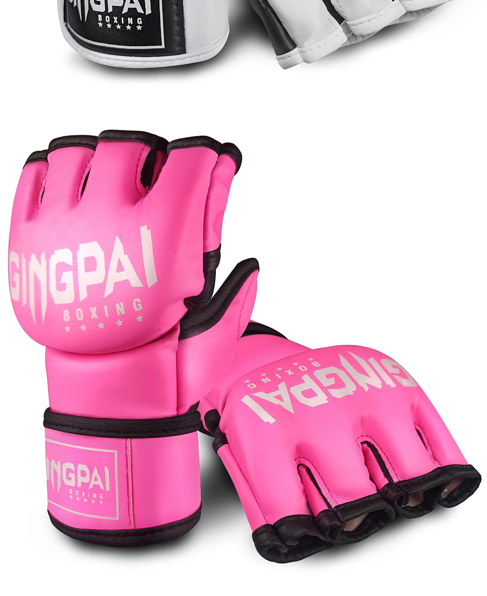 Half Mitts MMA Gloves for Men Women,Fingerless Punching Heavy Bag with More Paddding Gloves for Kickboxing Sparring Muay Thai