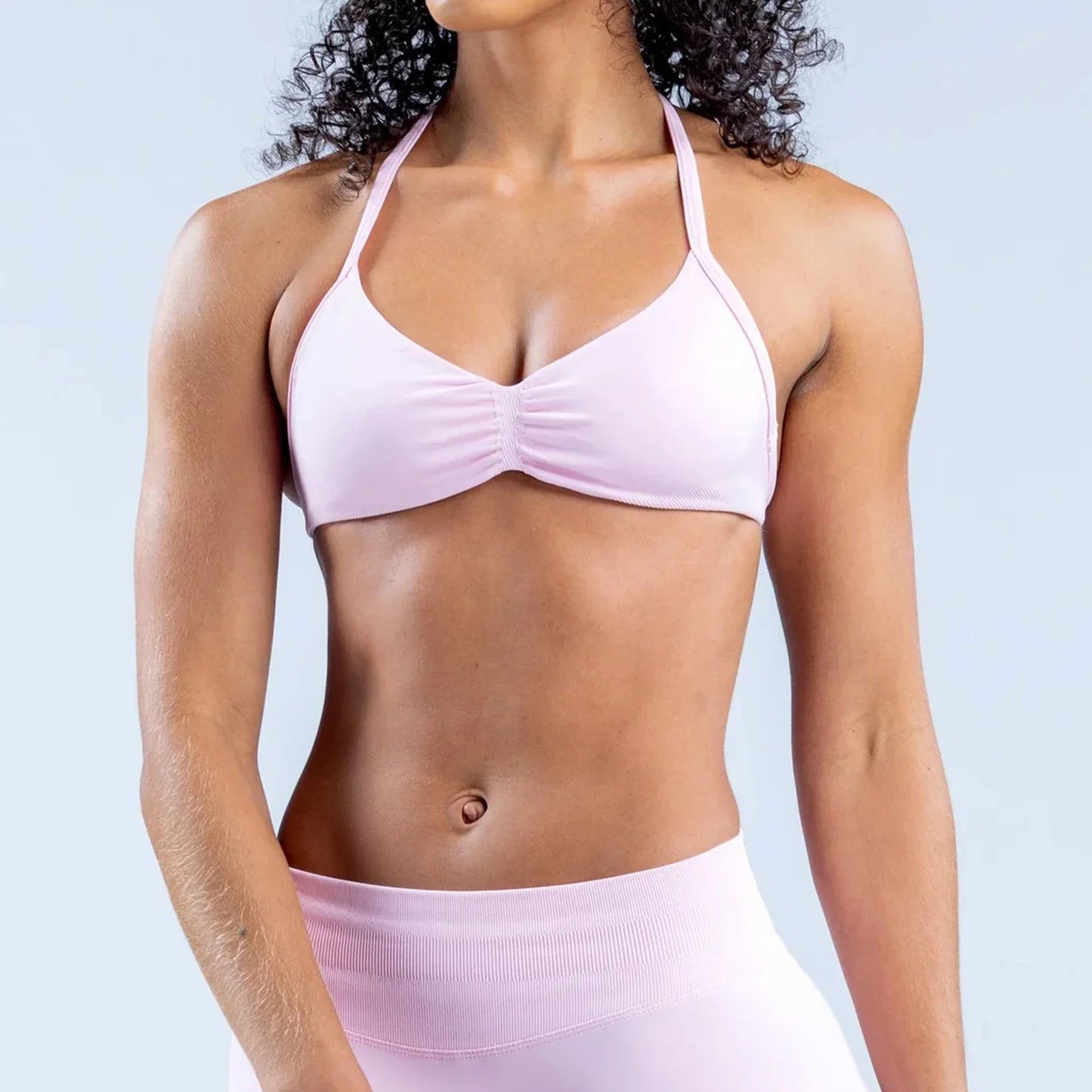 DLOGO With Logo Impact Strappy Bra Top Women High Support Impact Thin Strap Halter Sport Seamless Bras Scrunch Workout Yoga Tank