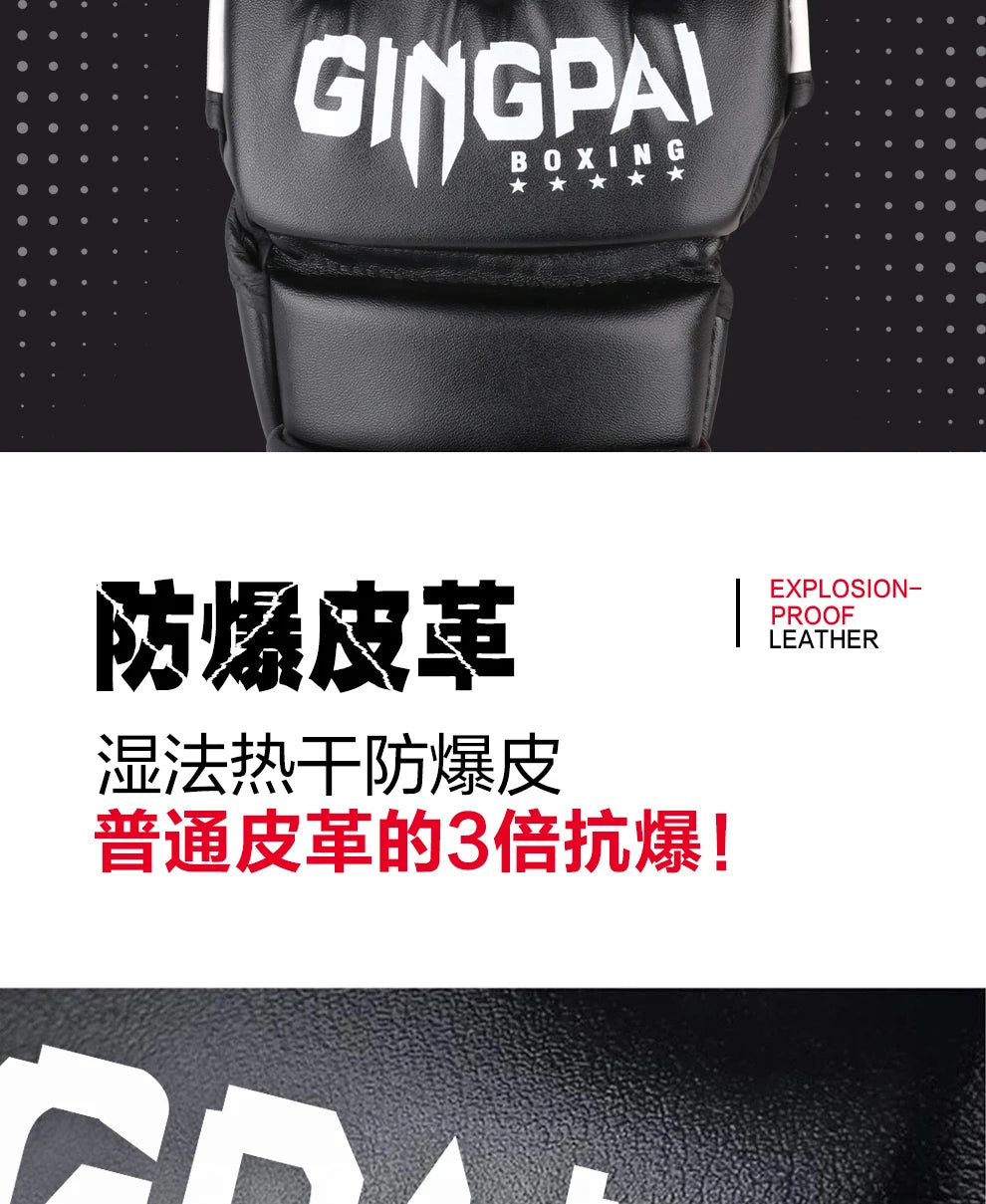 Half Mitts MMA Gloves for Men Women,Fingerless Punching Heavy Bag with More Paddding Gloves for Kickboxing Sparring Muay Thai