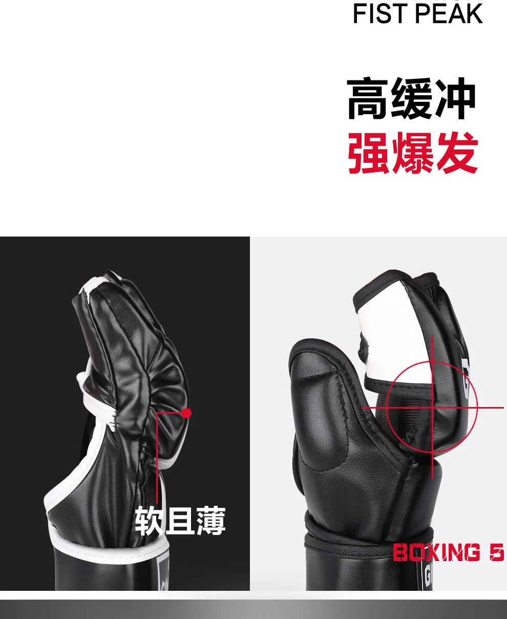 Half Mitts MMA Gloves for Men Women,Fingerless Punching Heavy Bag with More Paddding Gloves for Kickboxing Sparring Muay Thai