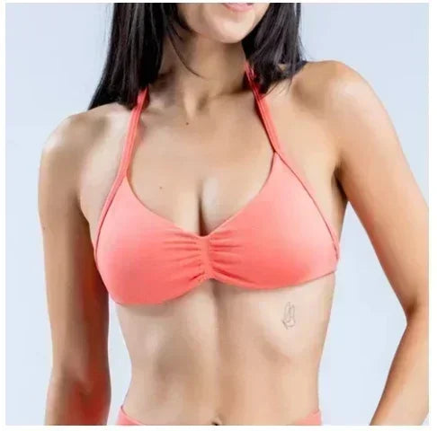 DLOGO With Logo Impact Strappy Bra Top Women High Support Impact Thin Strap Halter Sport Seamless Bras Scrunch Workout Yoga Tank