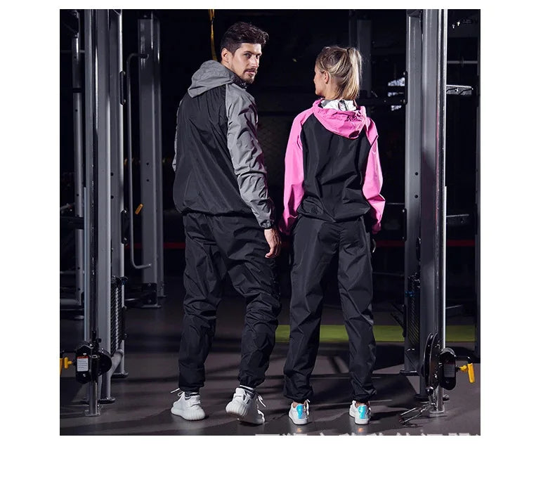 couple sports suit fitness running sweating men and women spring and autumn weight loss training fashion two-piece set