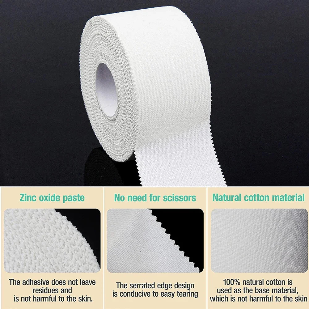 5 Rolls 2.5/3.8/5cm Sport Athletic Waterproof Cotton White Boxing Adhesive Tape Strain Injury Support Sport Binding Bandage