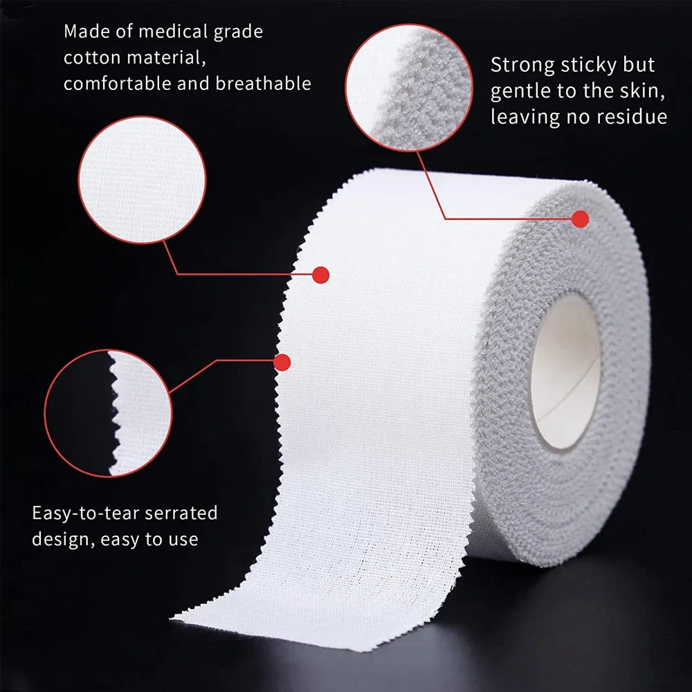 5 Rolls 2.5/3.8/5cm Sport Athletic Waterproof Cotton White Boxing Adhesive Tape Strain Injury Support Sport Binding Bandage