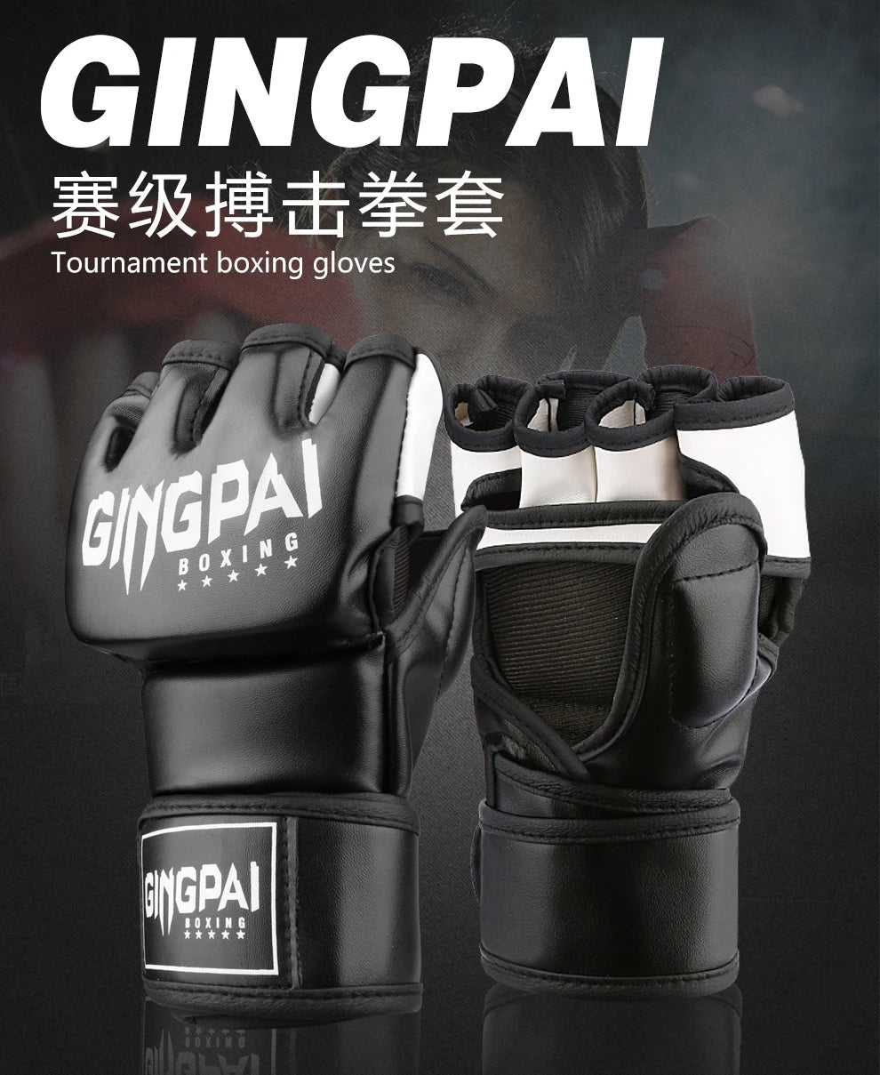 Half Mitts MMA Gloves for Men Women,Fingerless Punching Heavy Bag with More Paddding Gloves for Kickboxing Sparring Muay Thai