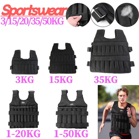 3-50KG Durable Weighted Vest Adjustable Weight Training Exercise Waistcoat Jacket Sand Clothing Boxing Fitness Equipment \
weights not included