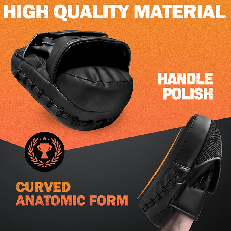 Boxing Pads for Men, Women,& Kids, Leather Focus Mitts for Martial Arts, Boxing Training,Curved Punch Mitts for Karate