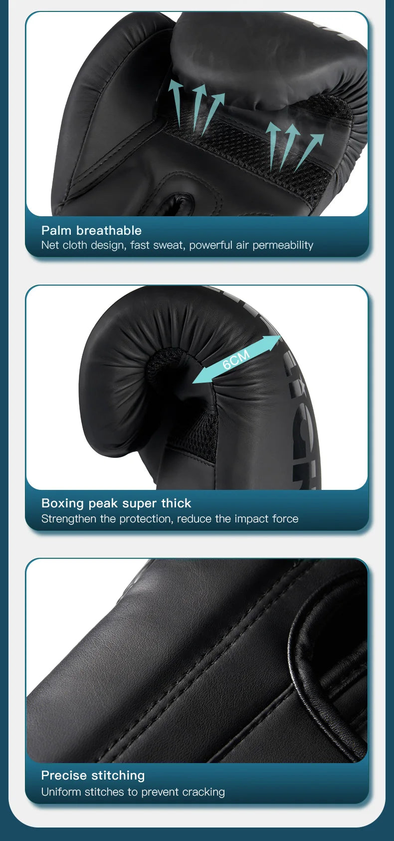 Boxing gloves, professional training sparring, explosion-proof leather, Muay Thai, MMA, Kickboxing, multi-layer sweat absorption
