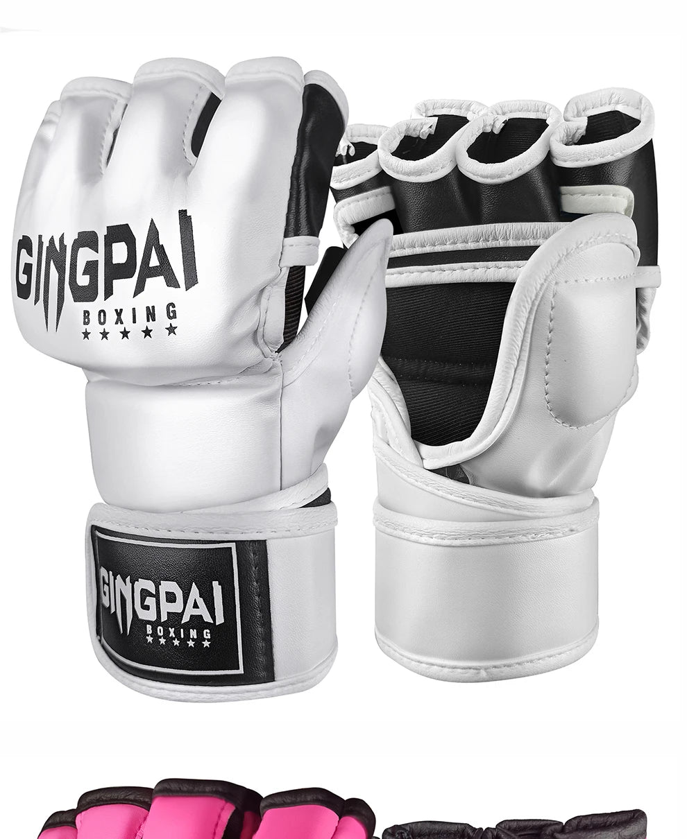 Half Mitts MMA Gloves for Men Women,Fingerless Punching Heavy Bag with More Paddding Gloves for Kickboxing Sparring Muay Thai