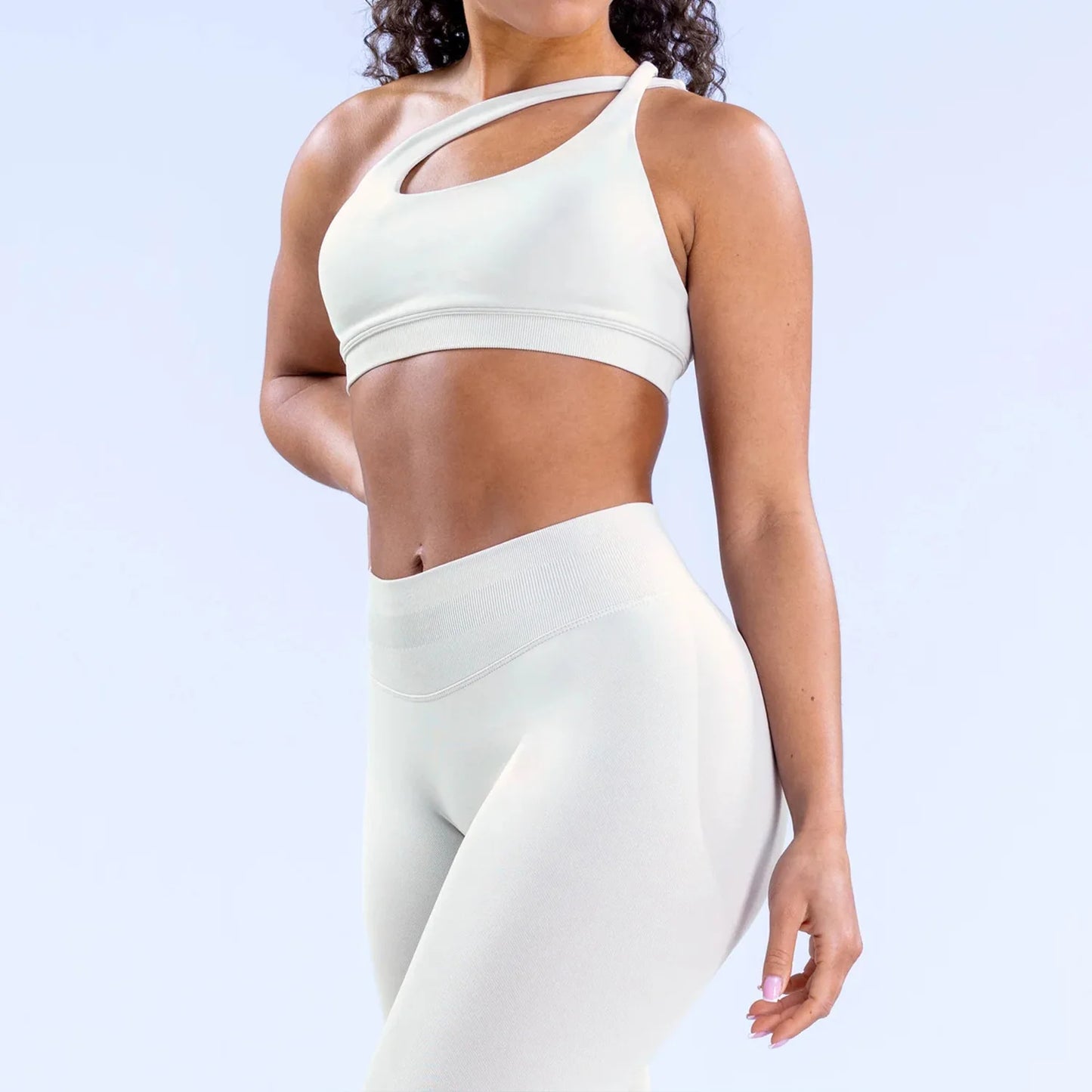 DF Seamless High Elastic Matte Nylon Yoga Underwear Slant Shoulder Backless Yoga Bra
