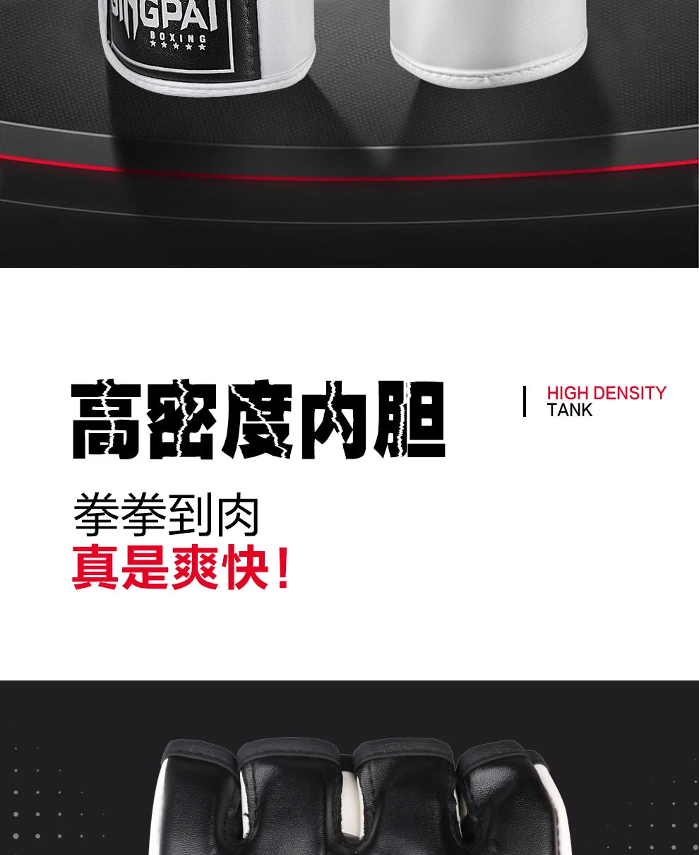Half Mitts MMA Gloves for Men Women,Fingerless Punching Heavy Bag with More Paddding Gloves for Kickboxing Sparring Muay Thai