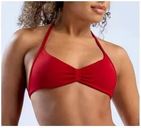 DLOGO With Logo Impact Strappy Bra Top Women High Support Impact Thin Strap Halter Sport Seamless Bras Scrunch Workout Yoga Tank