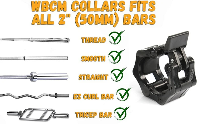 1Pair 50MM Spinlock Collars Barbell Collar Lock Clips Weight Lifting Bar Gym Dumbell Clamp Spring Quick Release Clamps Spin