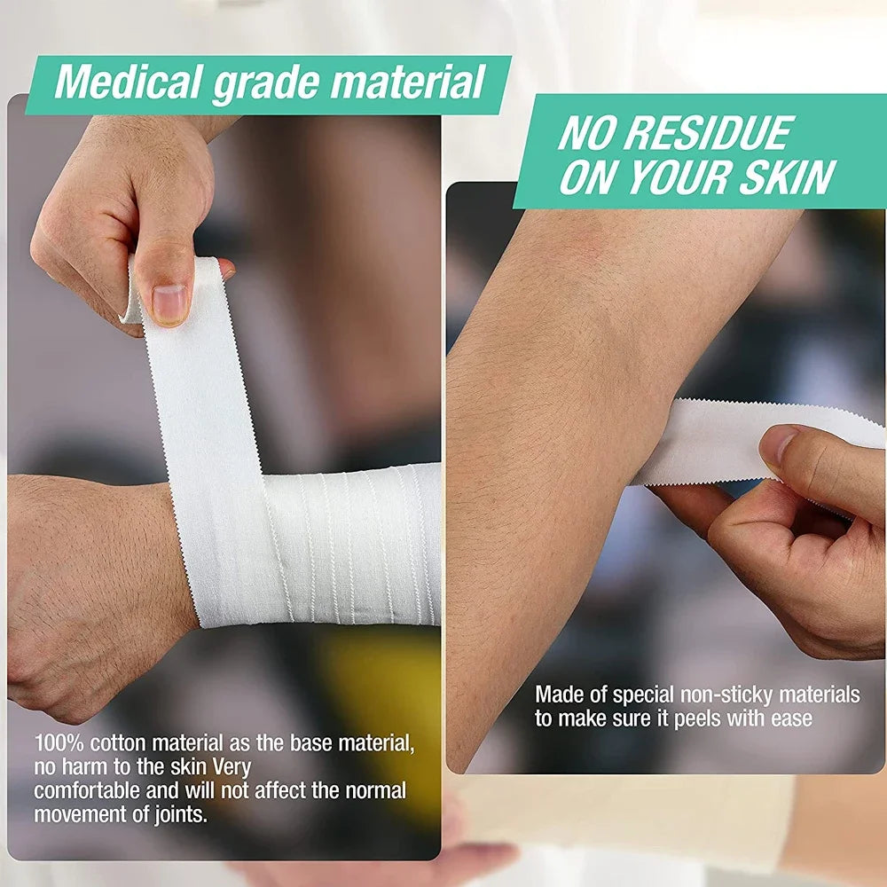 5 Rolls 2.5/3.8/5cm Sport Athletic Waterproof Cotton White Boxing Adhesive Tape Strain Injury Support Sport Binding Bandage